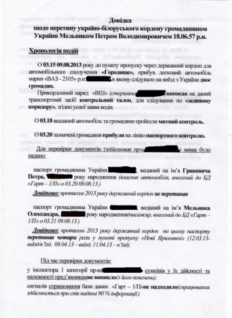 Мельник бежал в Беларусь по паспорту брата - документ Мельник бежал в Беларусь по паспорту брата - документ