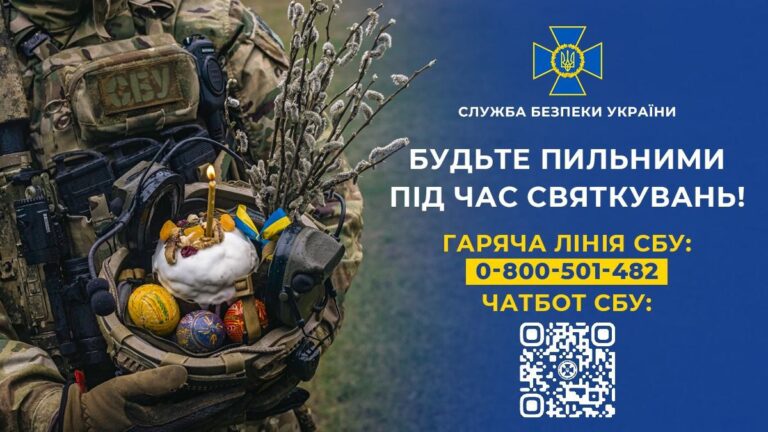 СБУ закликає громадян дотримуватися заходів безпеки під час Великодня